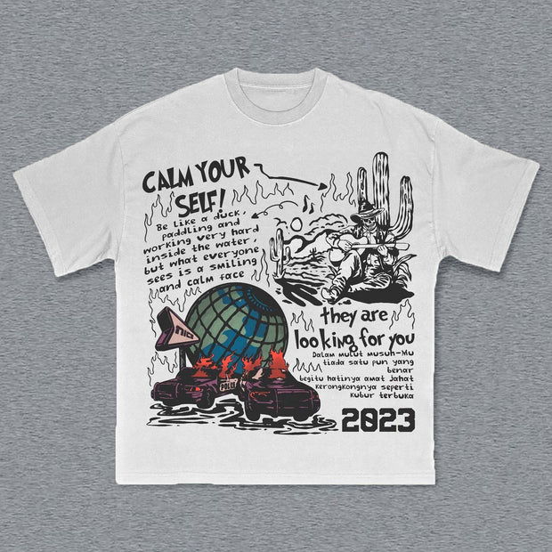 Letter Mix Print Short Sleeve T-Shirt