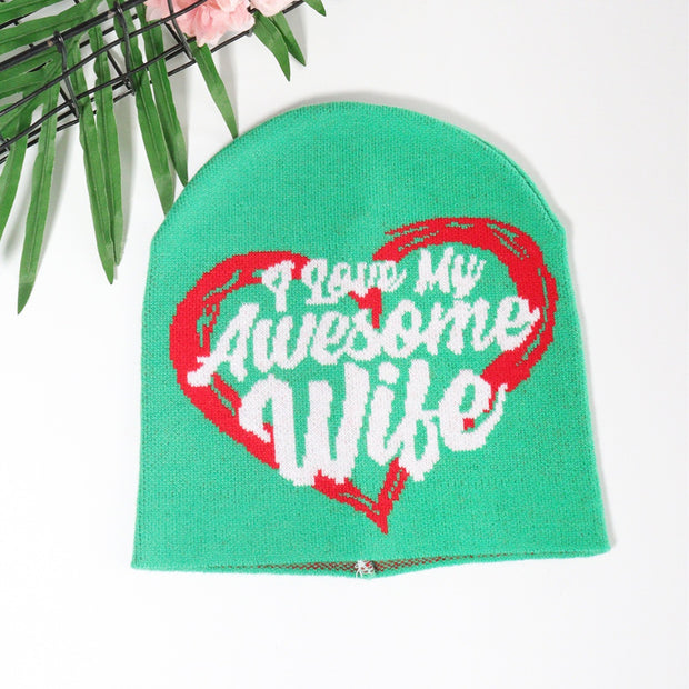English love wool warm knitted hat