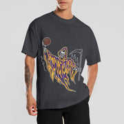 Personalized sickle and skull print short-sleeved T-shirt men