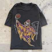 Personalized sickle and skull print short-sleeved T-shirt men