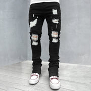 Casual oversized frayed slim-fit trousers