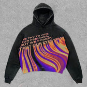 casual retro letter print hoodie