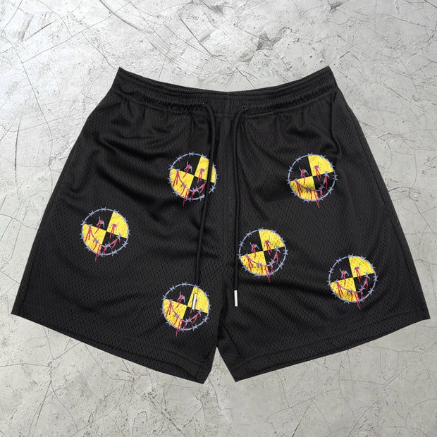 Casual Smile Pattern Street Mesh Shorts