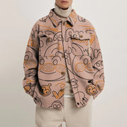 Casual retro print lapel coat