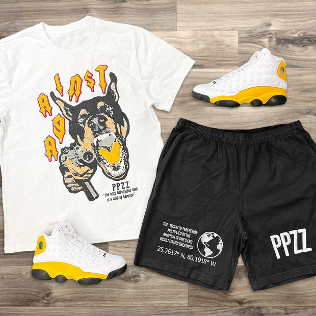 Street Letter Print Short Sleeve Suit