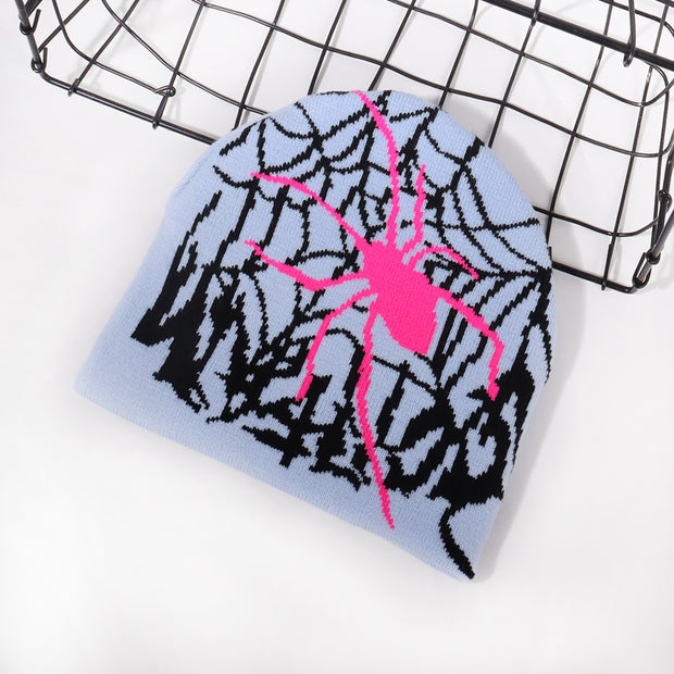 Halloween spider web pattern knitted hat