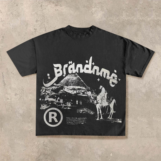 Fashionable retro loose printed T-shirt