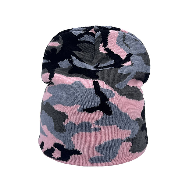 Pullover camouflage jacquard knitted hat warm hat