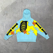Contrast color skull trendy hoodie