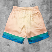 Drape art print fashion gradient shorts
