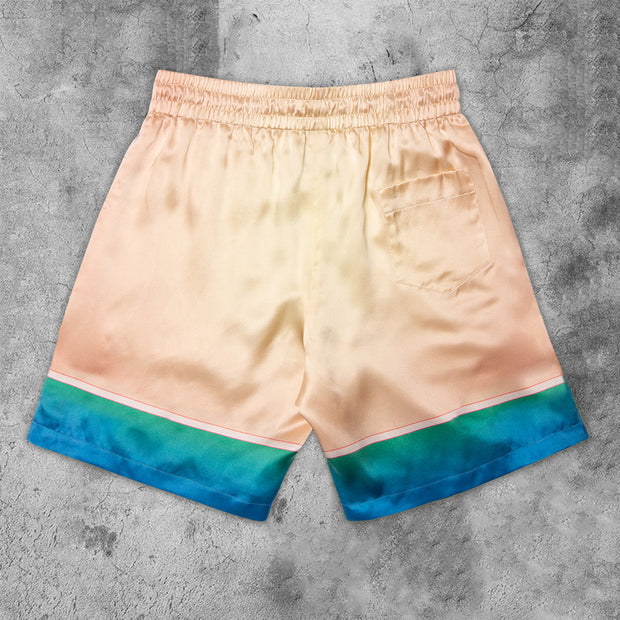 Drape art print fashion gradient shorts