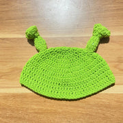 Shrek handmade woolen knitted hat funny hat hood green hat
