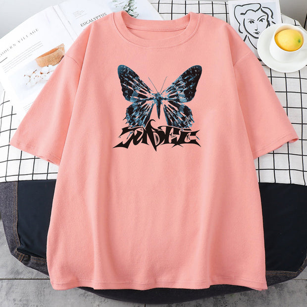 High Street Butterfly Men and Women Couple T-shirt