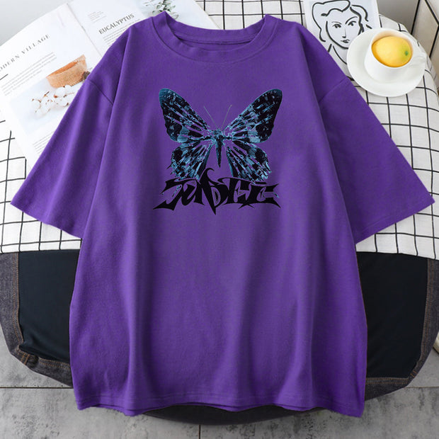 High Street Butterfly Men and Women Couple T-shirt