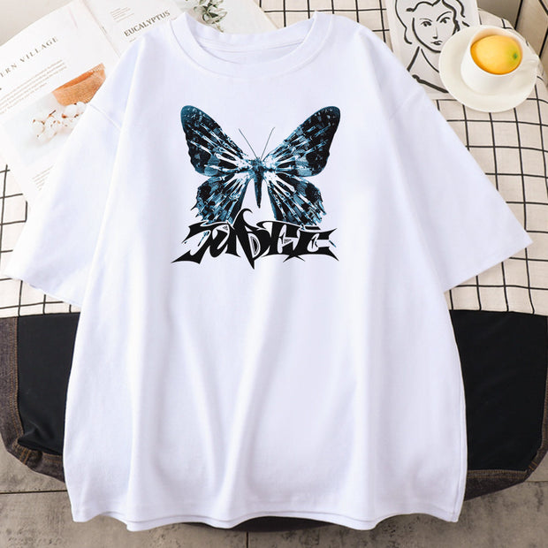 High Street Butterfly Men and Women Couple T-shirt