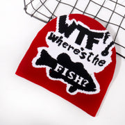 WTF letter jacquard knitted hat