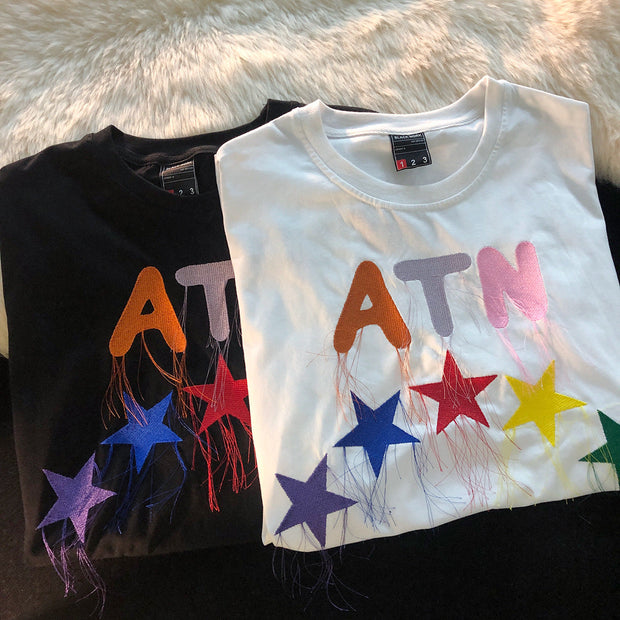 Color red retro tide brand street short-sleeved T-shirt