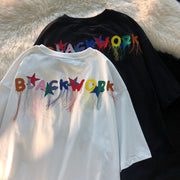 Color red retro tide brand street short-sleeved T-shirt