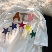 Color red retro tide brand street short-sleeved T-shirt