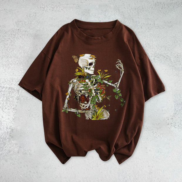 Skull Funny Print Short Sleeve T-shirt