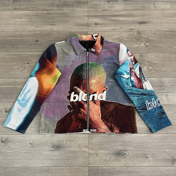 Blond Character Print Long Sleeve Zipped Jacket