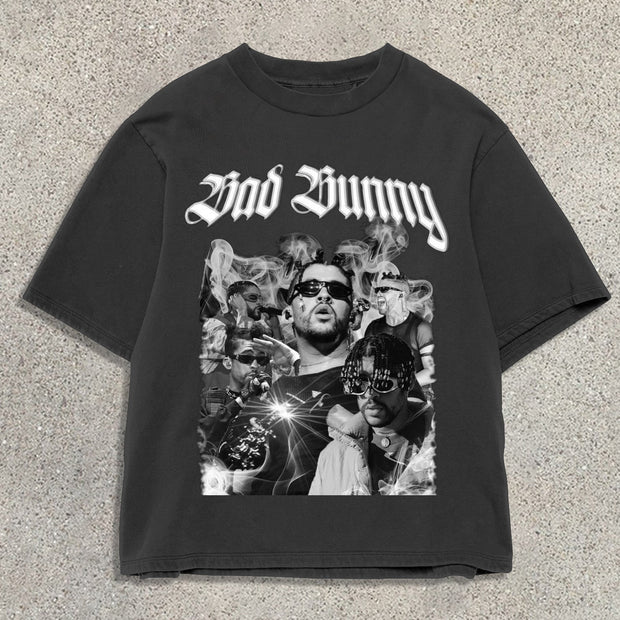 Retro street style printed oversized T-shirt