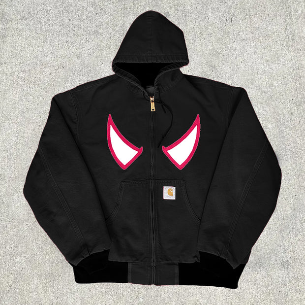Street Spider Embroidery Zipper Lined Jacket