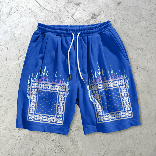 Fashion cashew flower print casual sports shorts