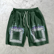 Fashion cashew flower print casual sports shorts