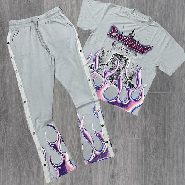 Flame casual street T-shirt and trousers two-piece suit