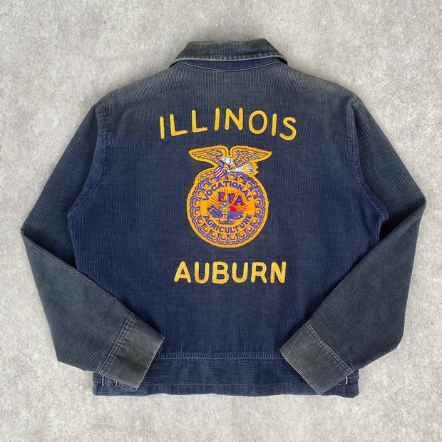 VINTAGE CORDUROY JACKET WITH ILLINOIS AND AUBURN EMBROIDERY