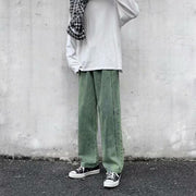 ins personality straight loose jeans men's trend casual wide-leg pants Japanese handsome long pants