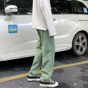 ins personality straight loose jeans men's trend casual wide-leg pants Japanese handsome long pants