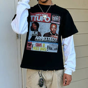 Fake Two Daily News Print Long Sleeve T-Shirt