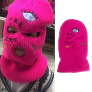 Knitted hat thick three-eye hat