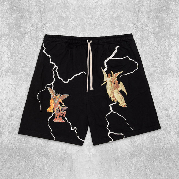 Street Fashion Angel Print Shorts
