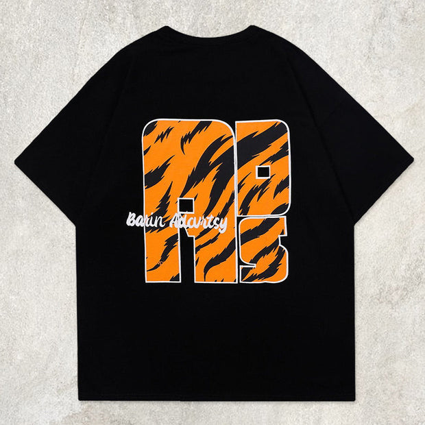 ADS Letter Tiger Pattern Graphic Tee