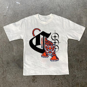 Fashion Graphic Tiger Design Short Sleeve T-Shirt