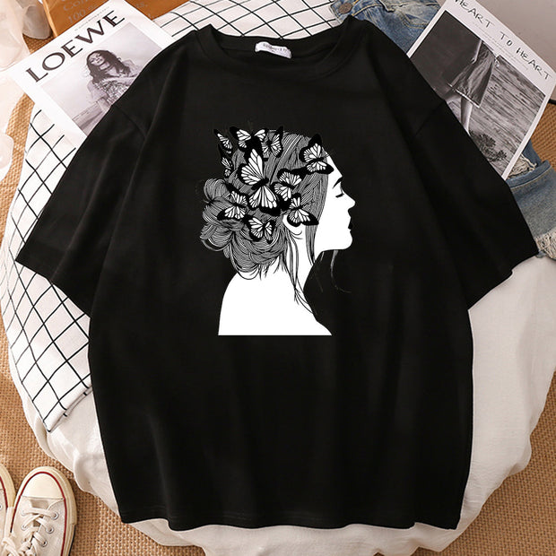 Personalized printing men and women can wear loose T-shirts