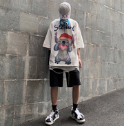 Street style cartoon print hip-hop loose short sleeve T-shirt