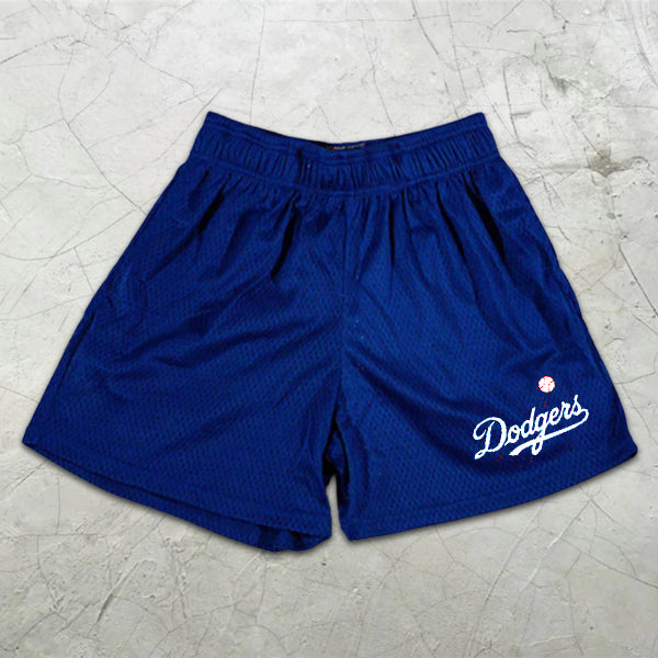 Baseball Slogan Graphic Print Elastic Shorts