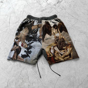 Retro personality print duplex street shorts