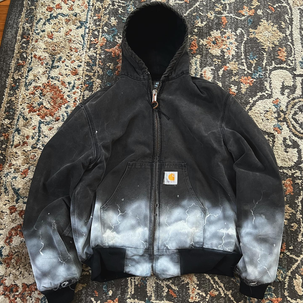 Vintage Zipper Print Lined Jacket