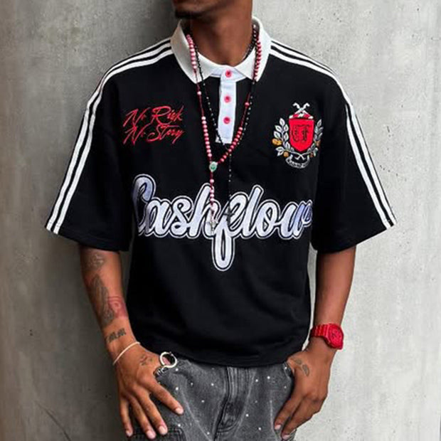 Cash Flow Print Short Sleeve Polo Shirt