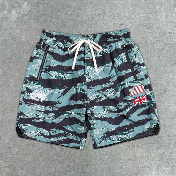 Fashionable personality tiger camouflage shorts