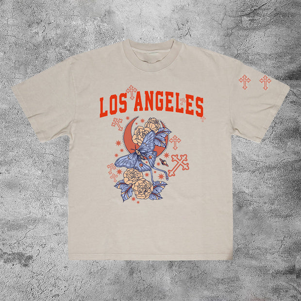 Tide brand retro street print short-sleeved T-shirt