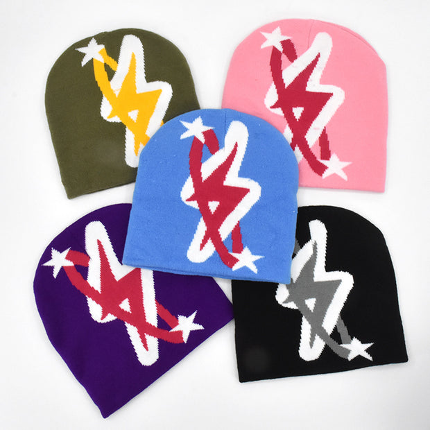 woolen hat knitted jacquard letter knitted hat