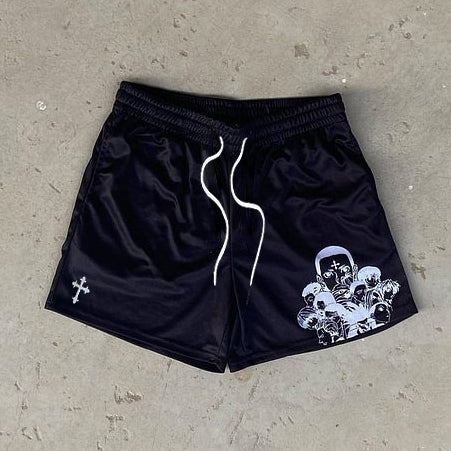 Funny Print Mesh Shorts