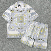 Trendy Baroque Casual Shorts Shirt Loose Short Sleeve Suit