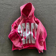 Peace Print Long Sleeve Applique Embroidered Hoodies